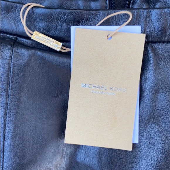 Michael Kors Collection black leather pencil skirt